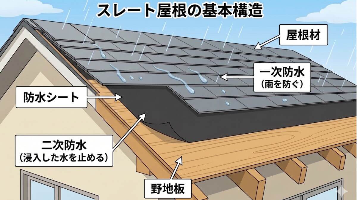 スレート屋根の基本構造