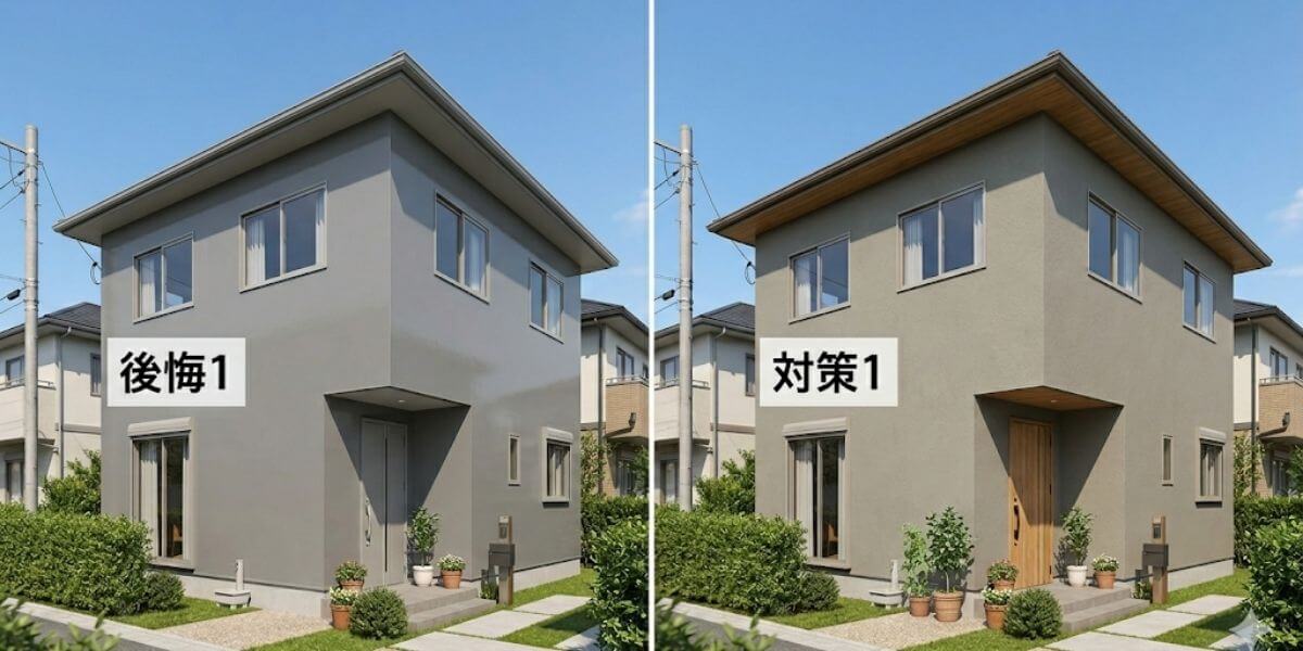 2つの住宅のグレーの見え方の比較