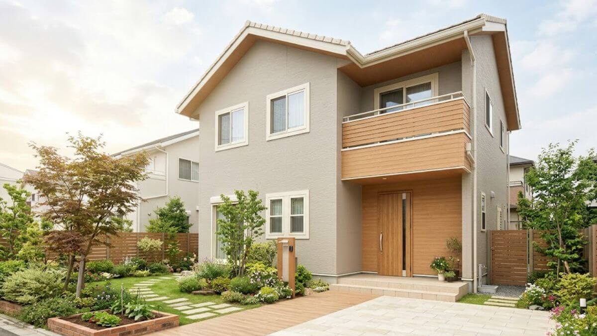 グレージュを使ったナチュラルモダンな住宅