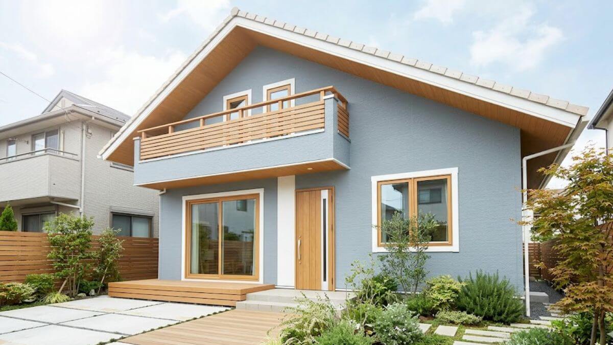 ブルーグレーを使った北欧モダンな住宅