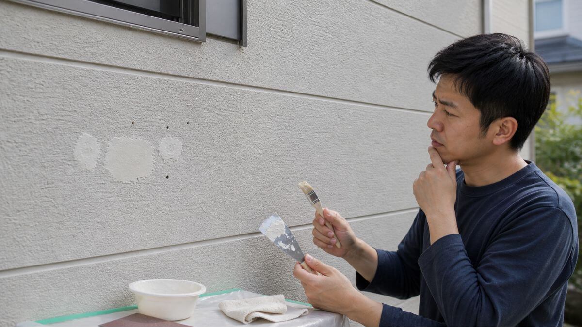 ピンホールをDIYで補修して失敗した様子