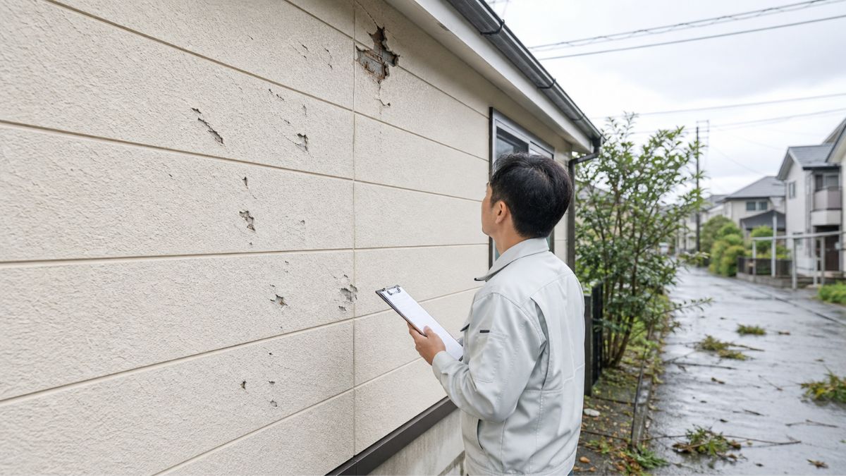 自然災害で傷が付いた外壁
